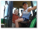 Kides in the tractor