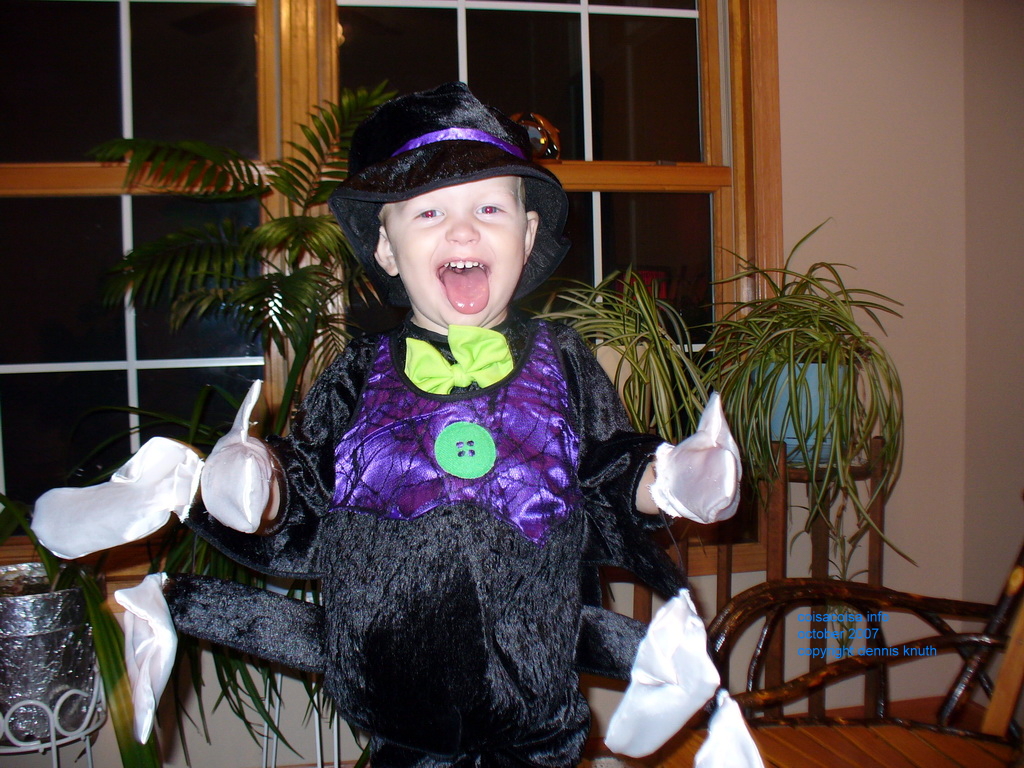 Jared is a spider for Halloween