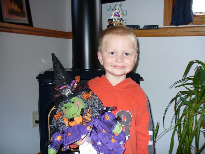 Jared with Halloween Witch Dummy