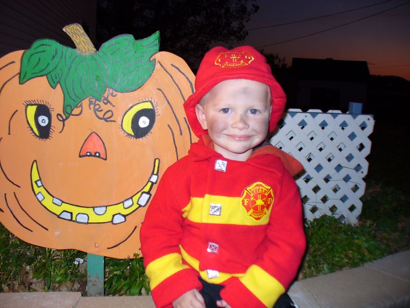 Fireman Jared with a Pumpkin