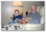 Grandpa Gary with Grandson Jared eating peanuts March 29 2008