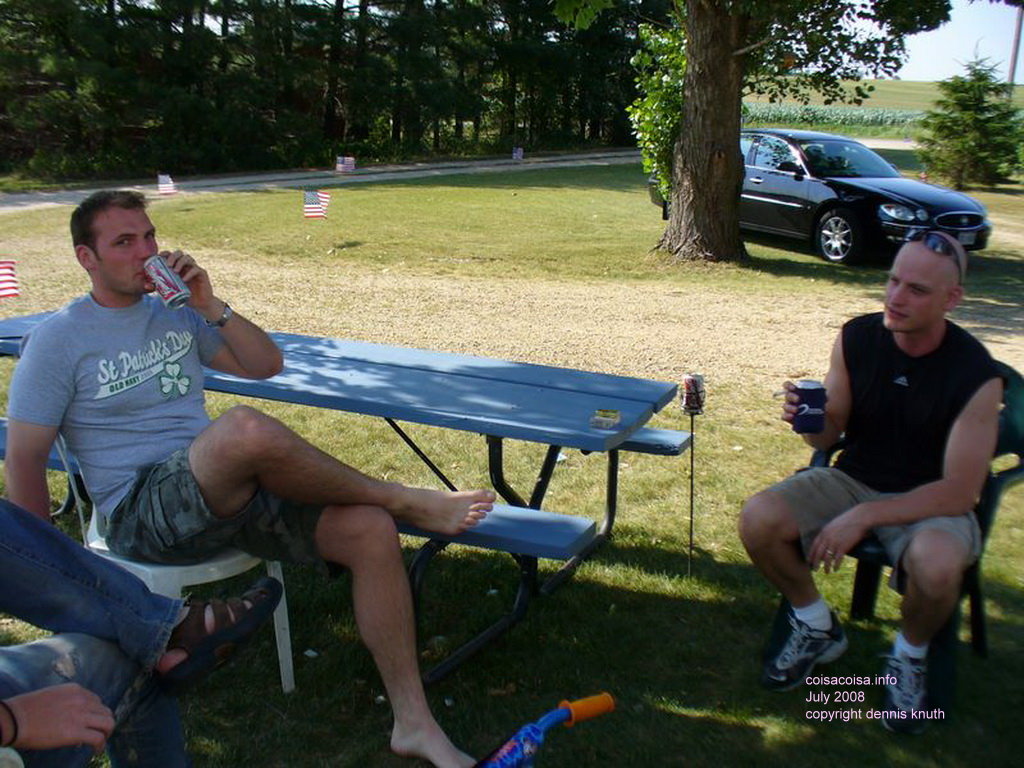 Justin and Nathan drinking a beer