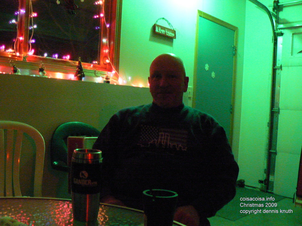 Gary in the garage at Christmas