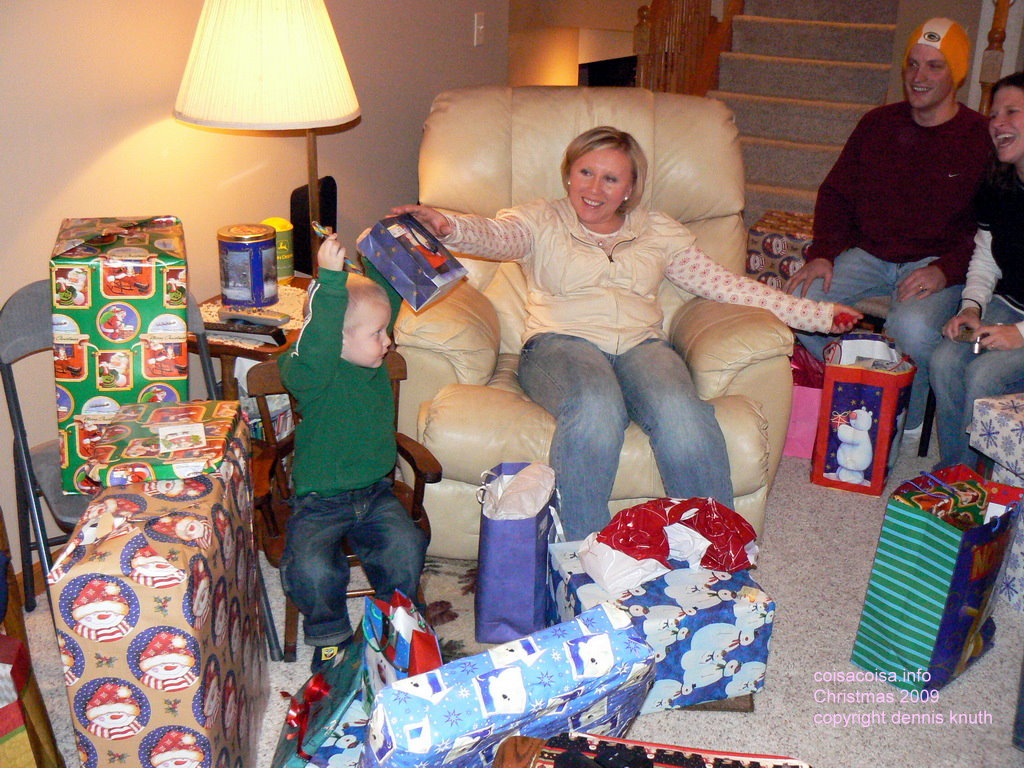 Kelly and Jared showing gifts