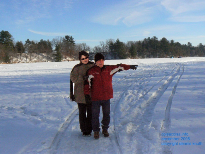 Helton Points the way to the Ice Fishing Houses