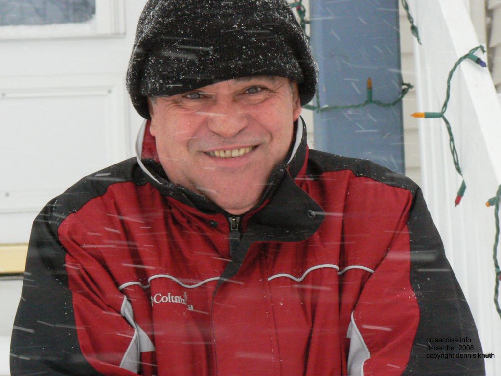 Close up of a smiling Helton in the wind