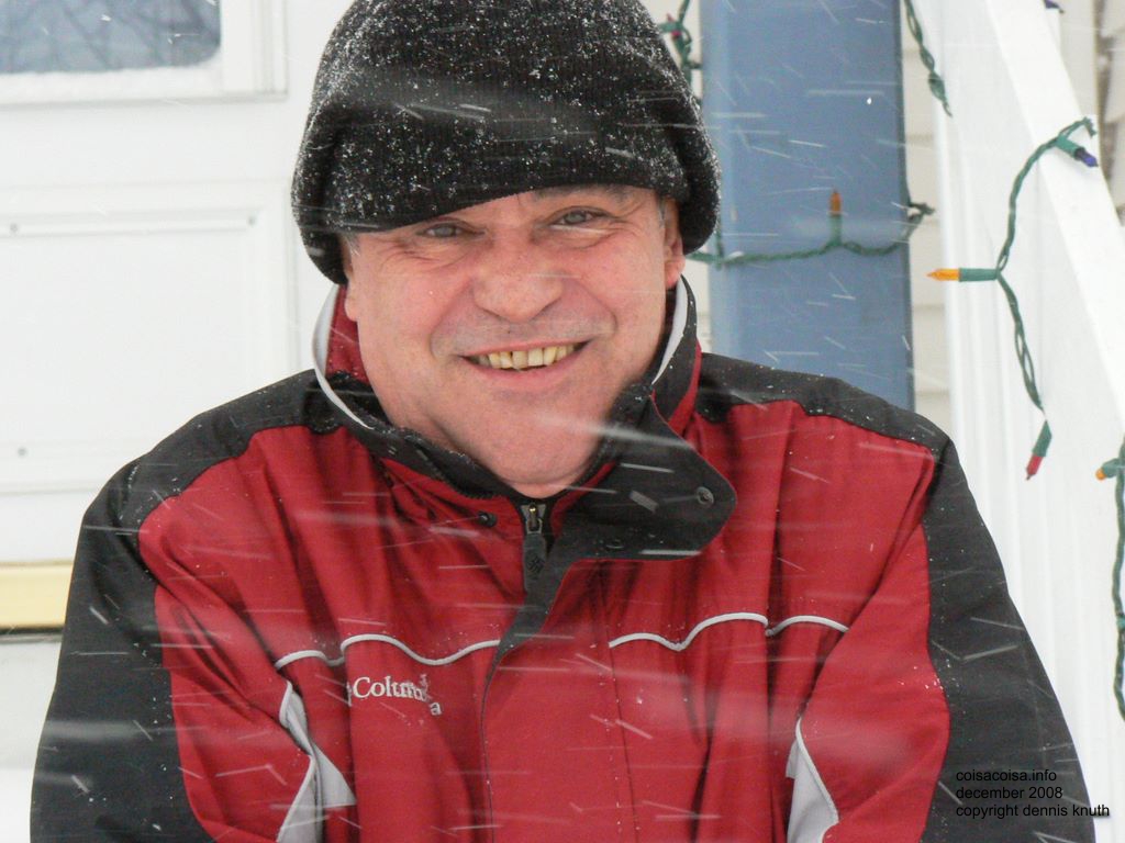 Close up of Helton standing in the snow