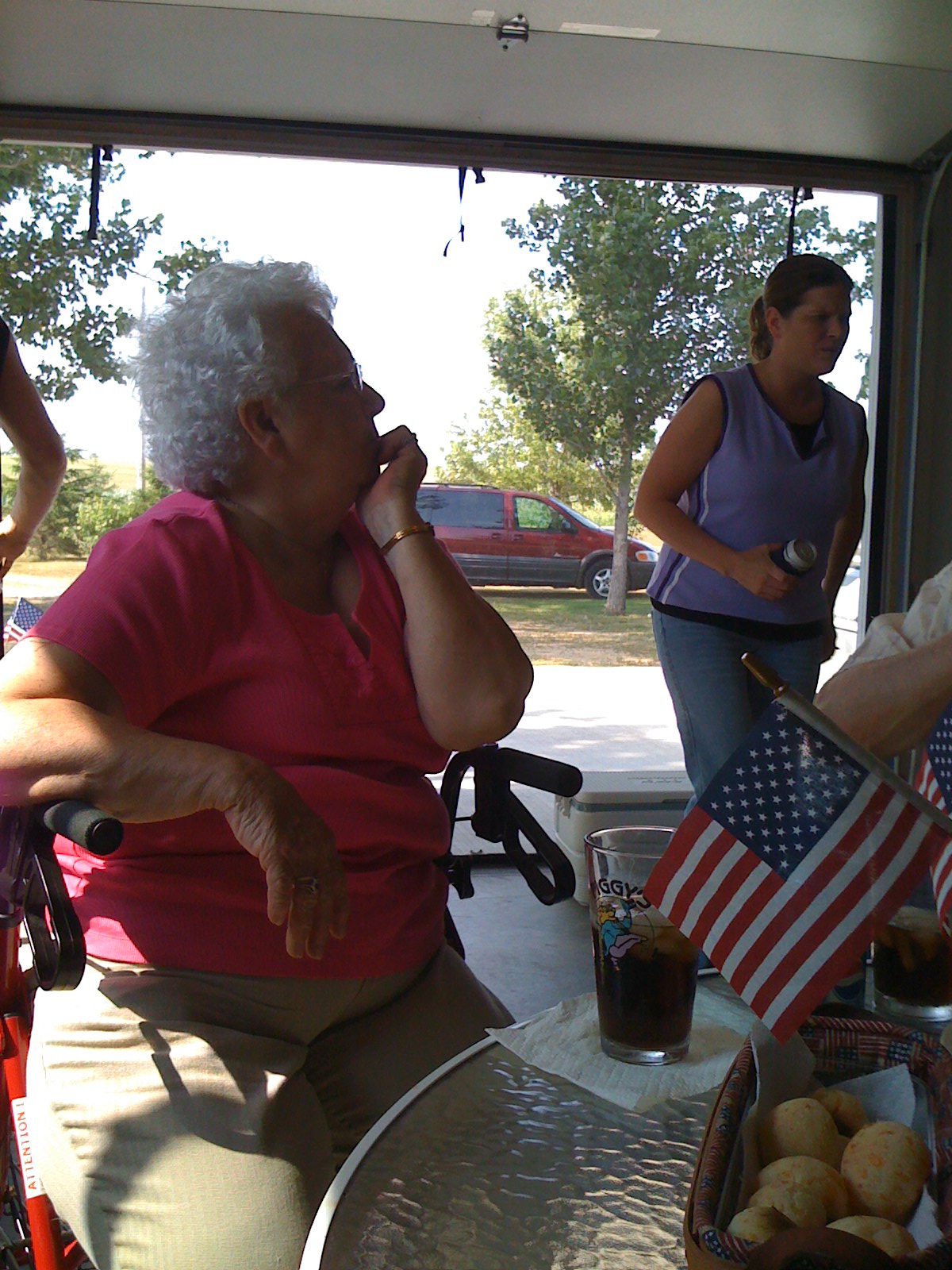 Ardith in the Garage celebrating Jared's Birthday early
