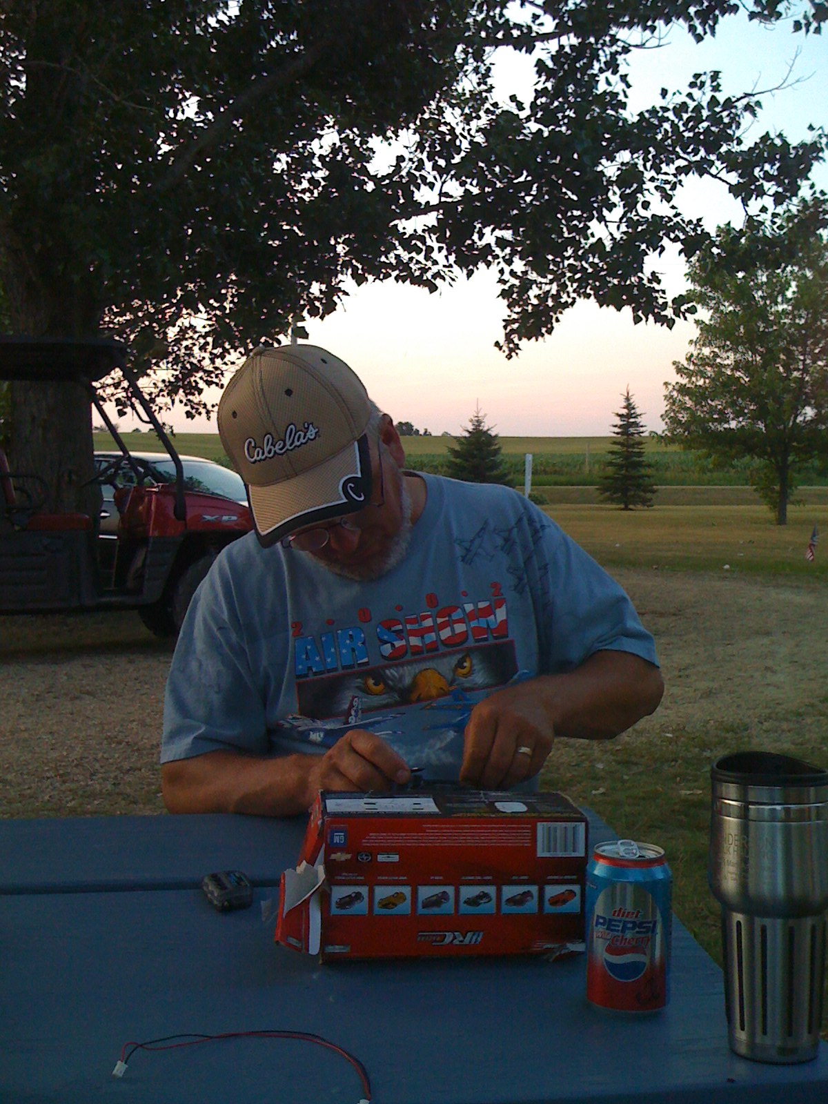 Gary putting together a toy car