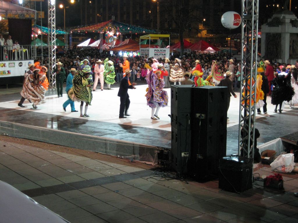 Giant speakers at the folk dance