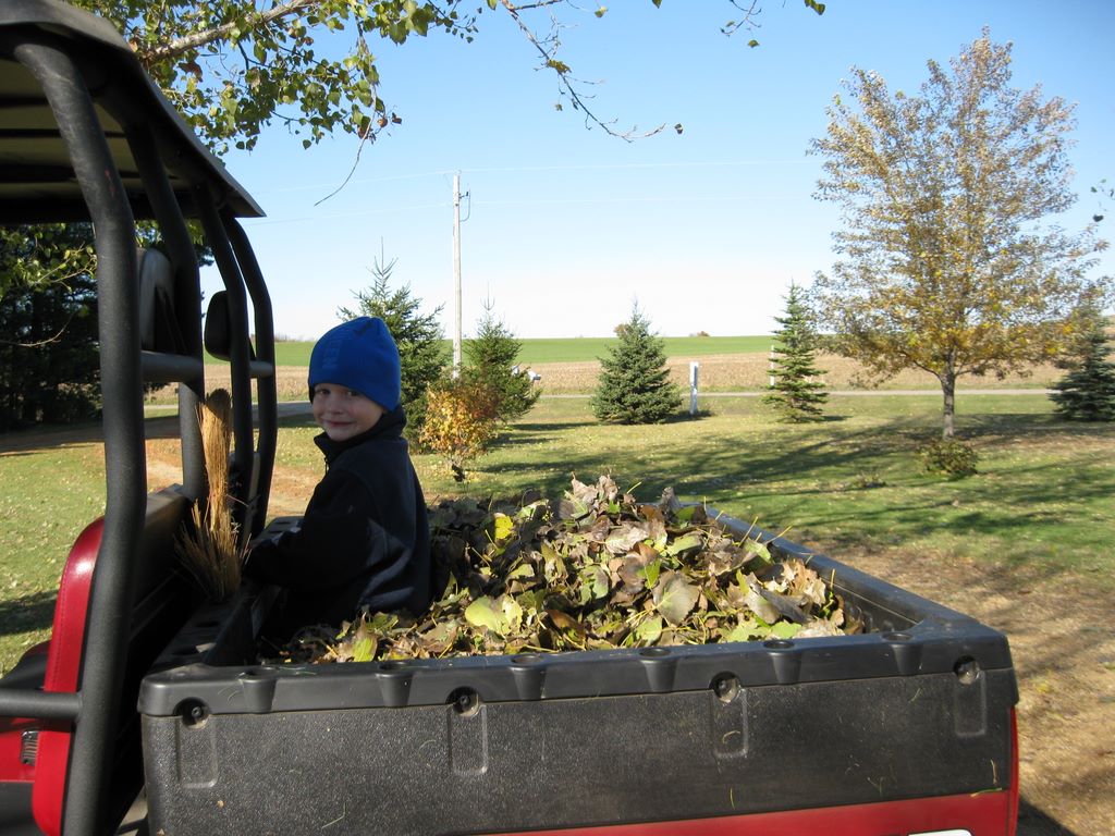 Jared in a Pile of Leaves