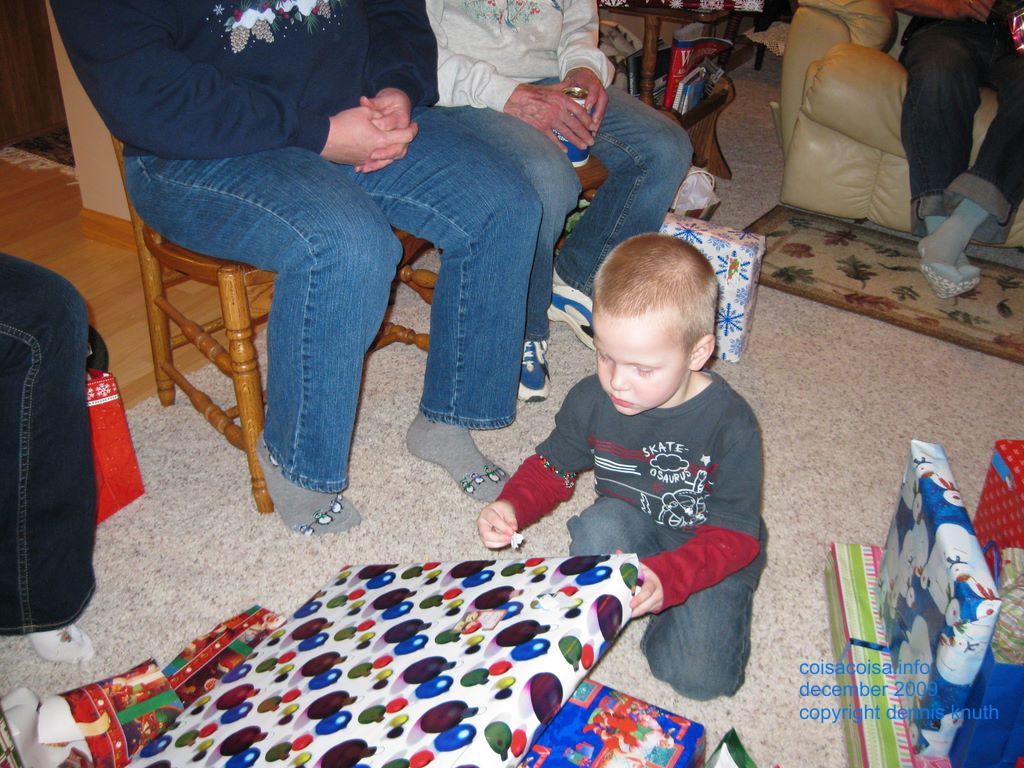 Jared gets started with his first present