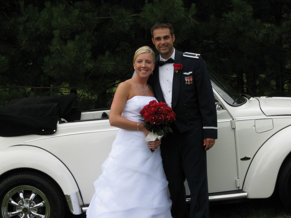 Bride and Groom and their Fatbug Volkswagon