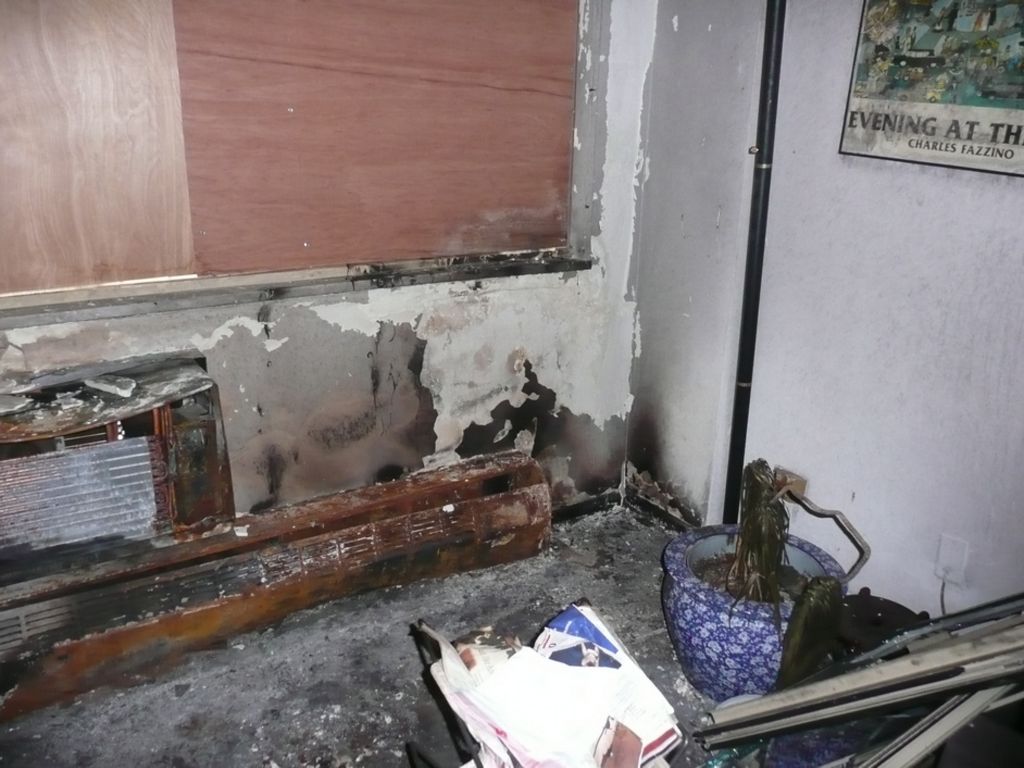 Fire melted air conditioner