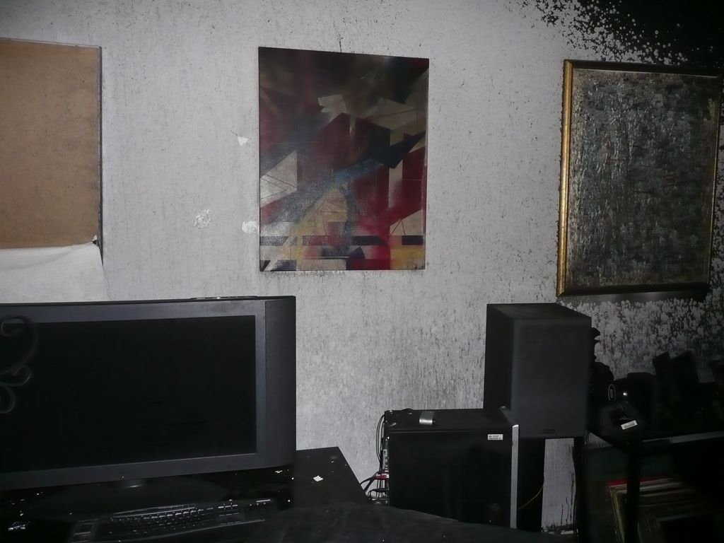 Fired damaged tv and speakers