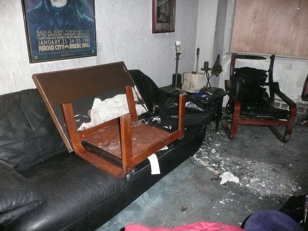 Ashes on the floor are the source of the fire