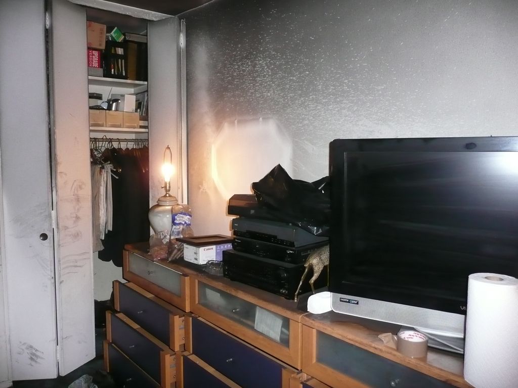 Smoke damage inside computers and inside drawers