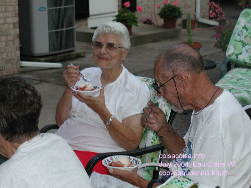 Family eating shortcake