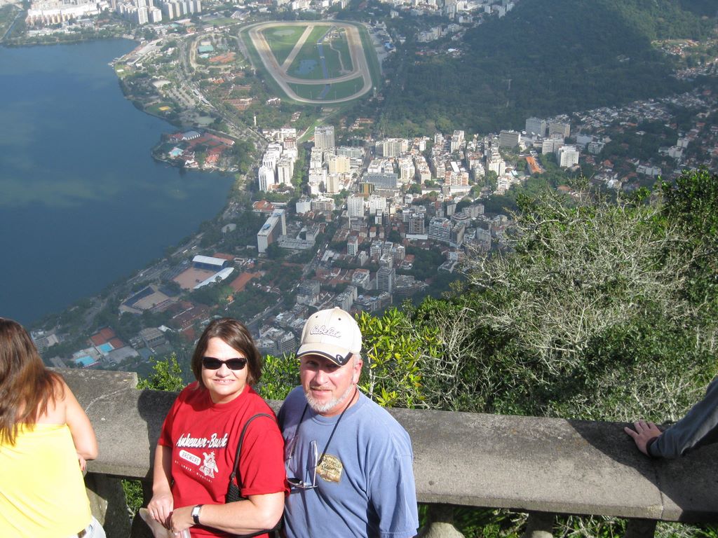 Gary and Sherri with race track in the background