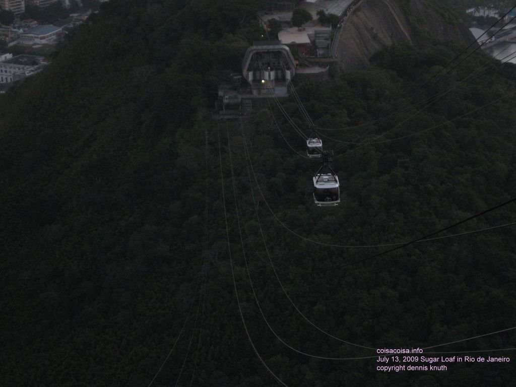 Cable cars up and down at night