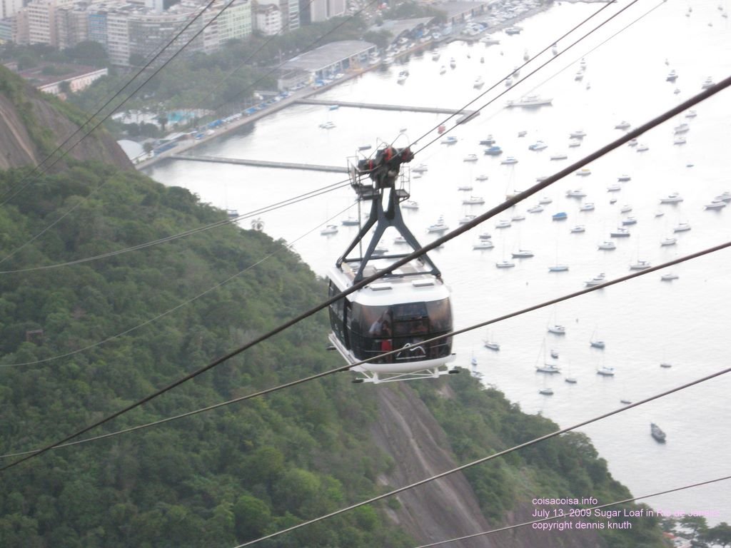 Cable car with the bay in the background