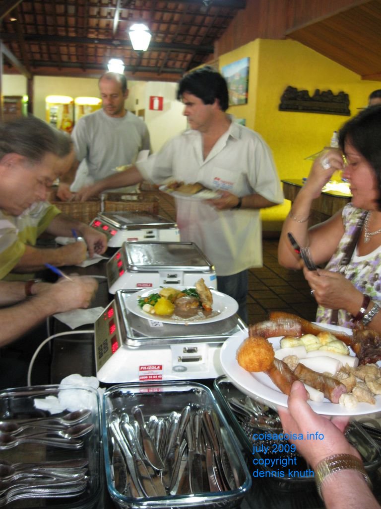 Brazilian buffet check out, food priced by the kilo