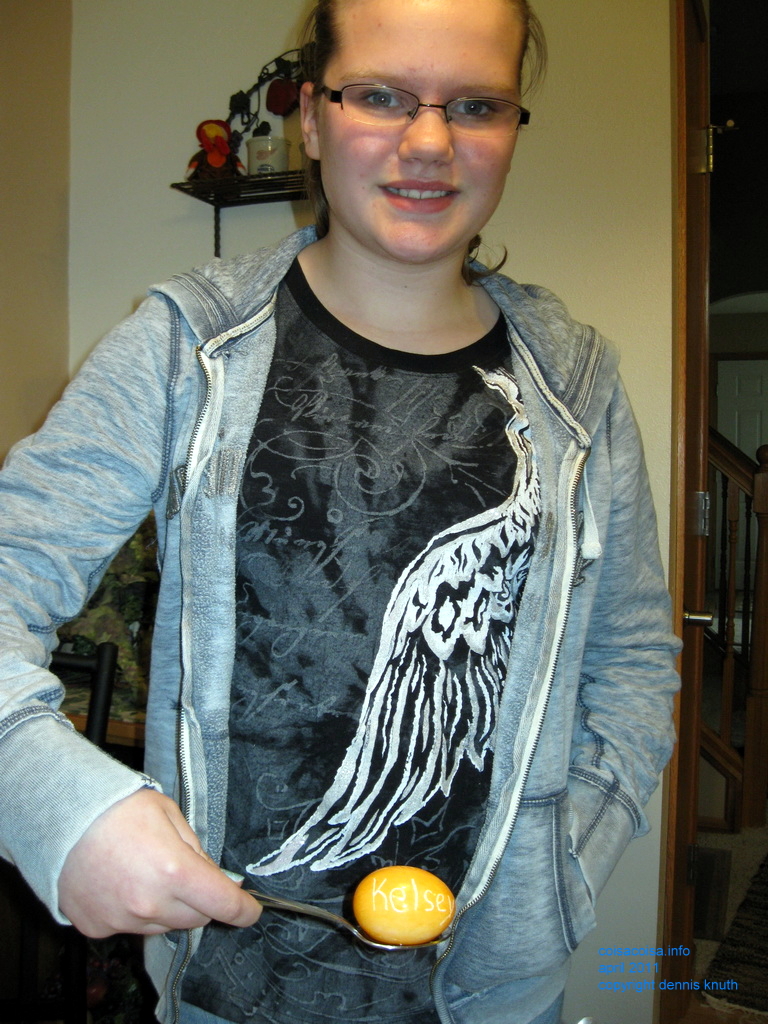 Kelsey shows off her personalized Easter Egg