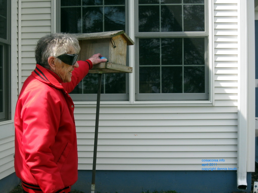 Great Grandmother Emogene finds some Easter Eggs