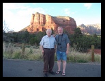 Orestus and Dennis with Red Rock behind