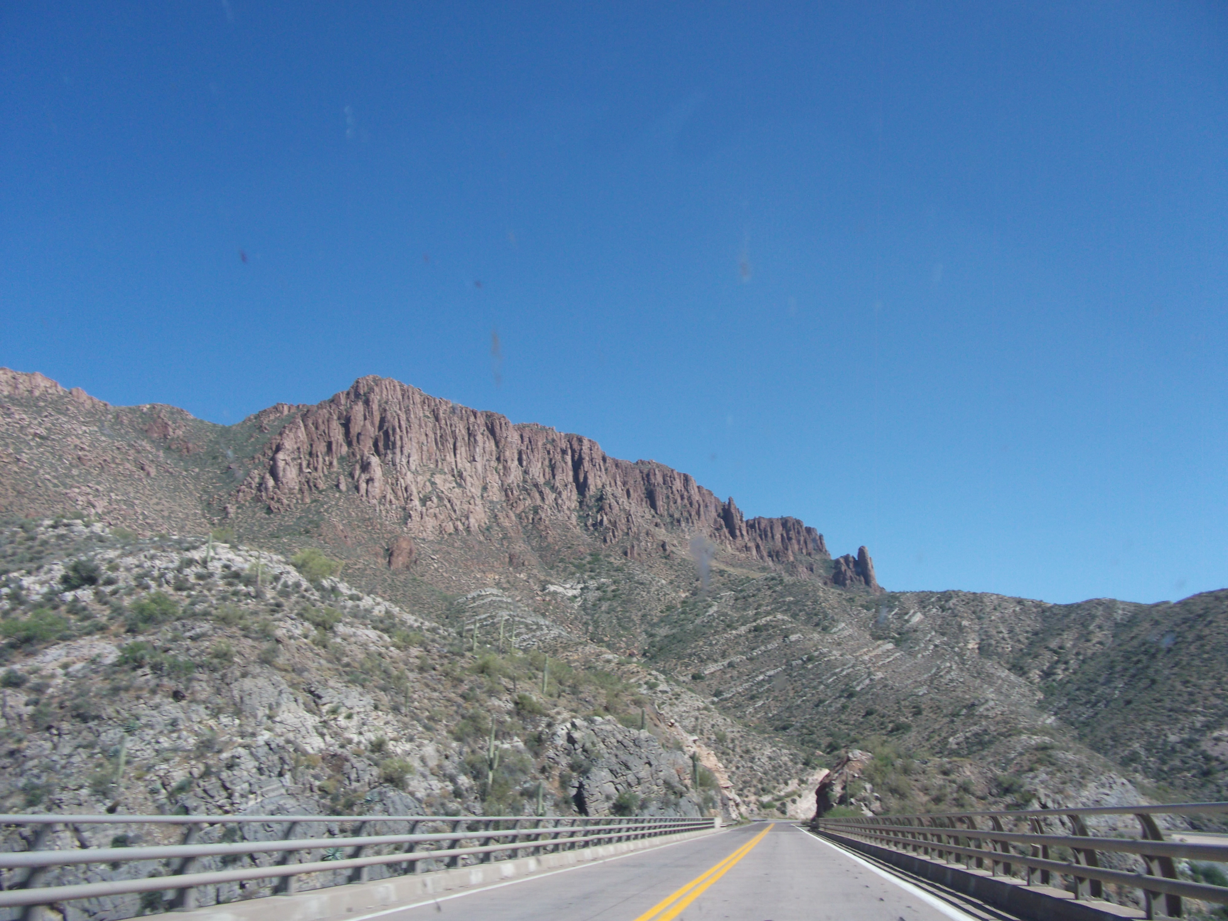 Steep decent in to the desert from the hills of Arizona