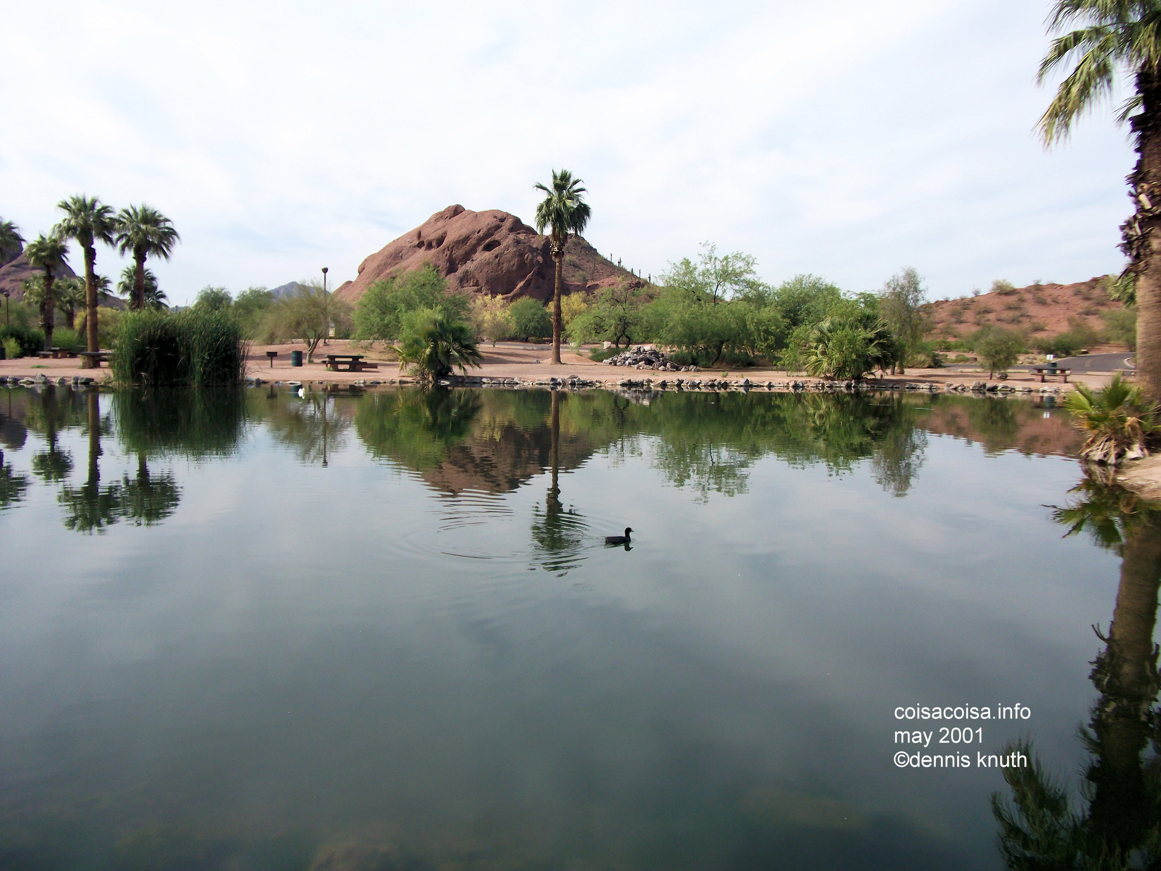 Reflecting Lake of Key Hole Mountain in Papago Park Phoenix Arizona