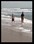 Kids in the Atlantic Ocean waves