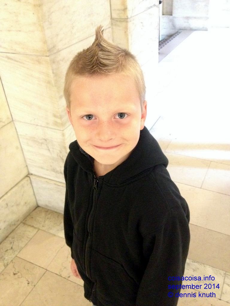 Jared at Grand Central Station with his cockscomb hair
