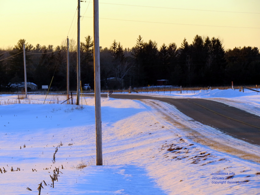 Sunset paints the light poles in Durand Wisconsin