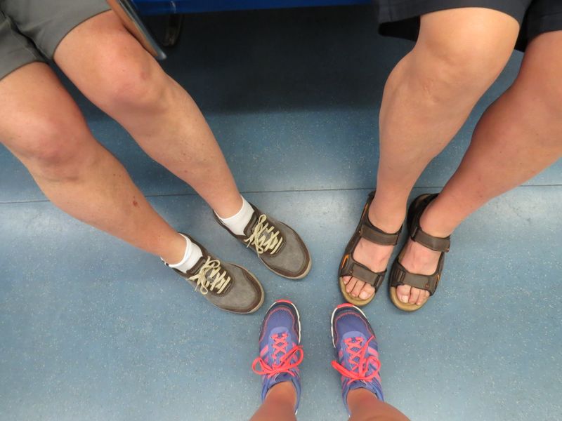 Feet and toes on the PATH train