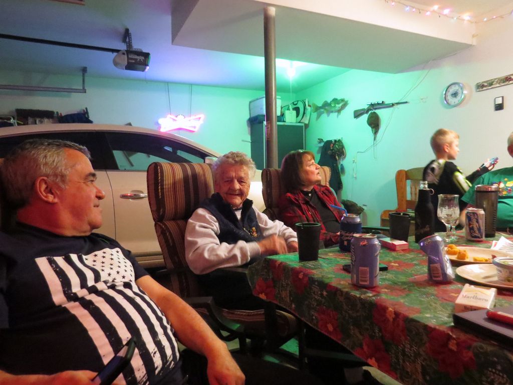 Christmas lights in the Garage with Helton and Emogene