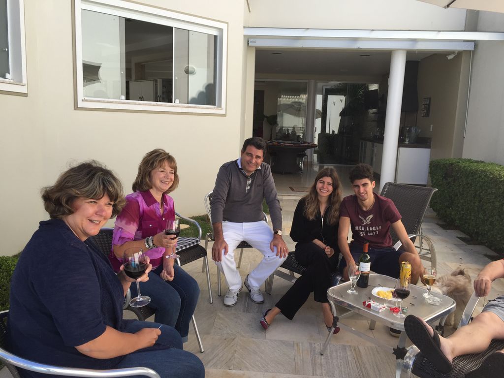 Laughing American guests