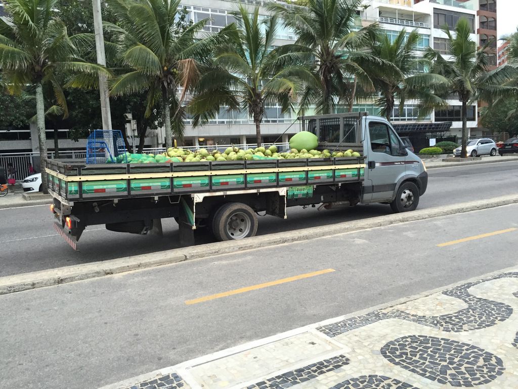 Farmers truck of fresh coconuts