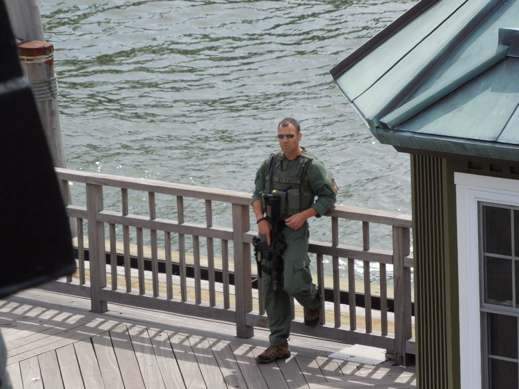 Liberty Park is patrolled by armed guards