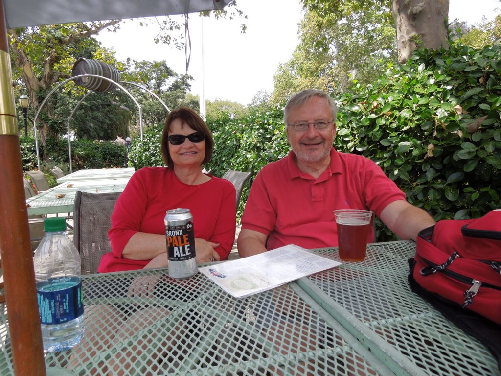 Dennis and Sherri have a beer