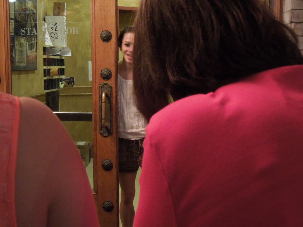 Holly Ann Butler exits the Stage Door