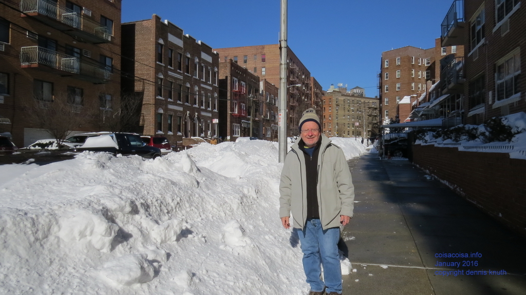 Dennis on the cleared sidewalk