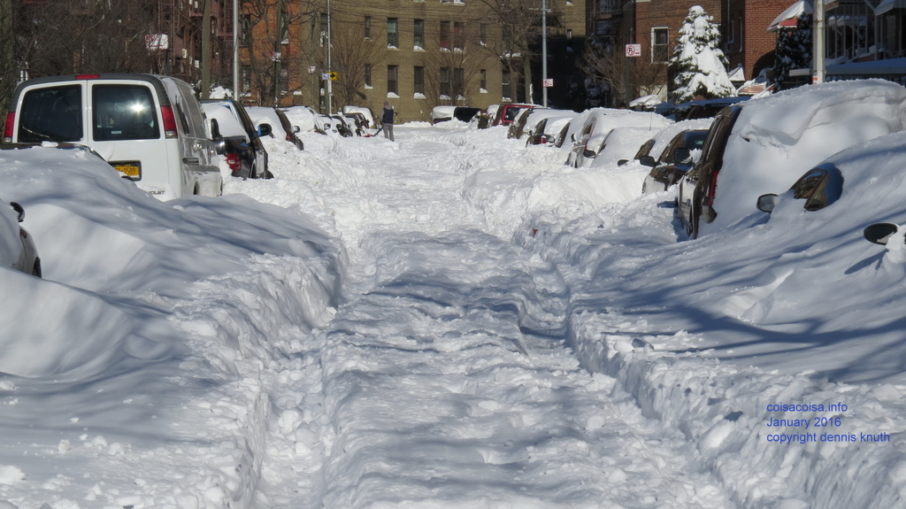 Cars covered after 30 inches of snow