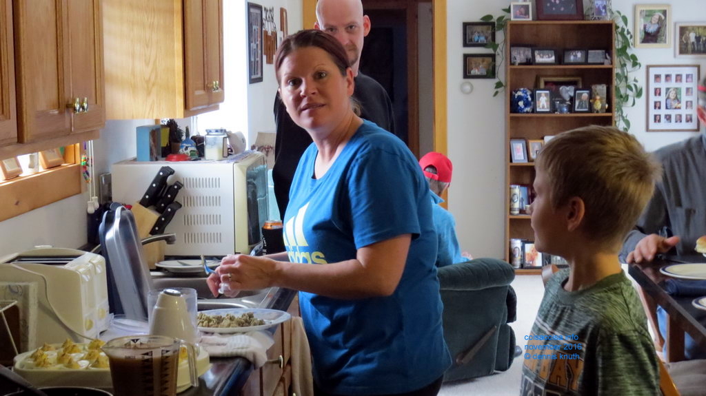 Kelly Moore cooking Thanksgivig Dinner