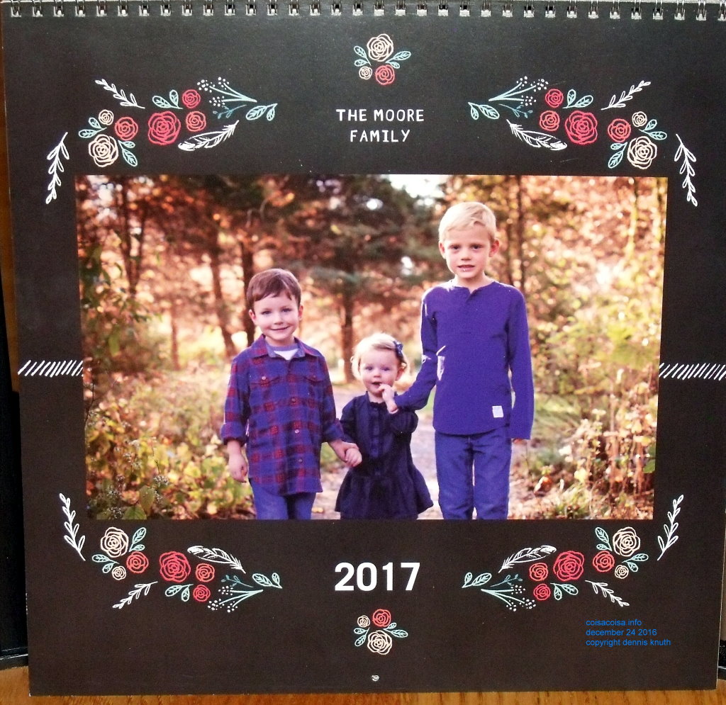 Justin's kids on a family calendar for 2015