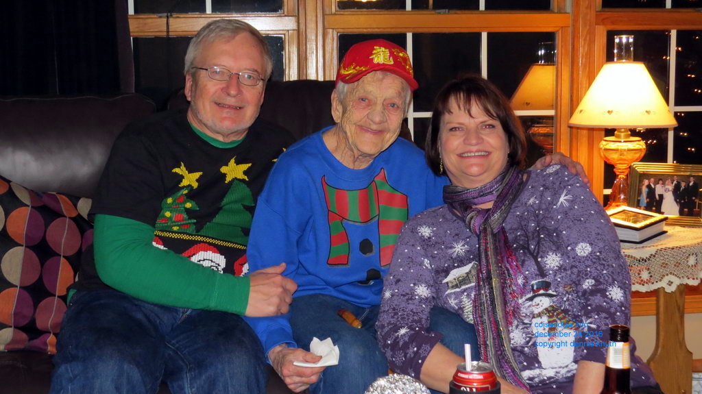 Family portrait of Emogene and her family on Christmas