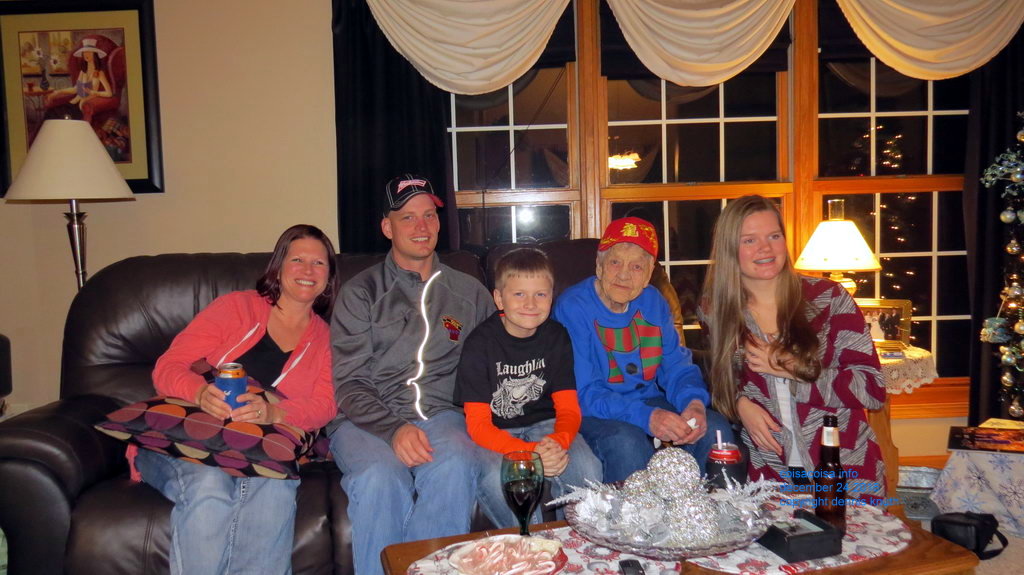 Emogene with grandkids and great grandkids