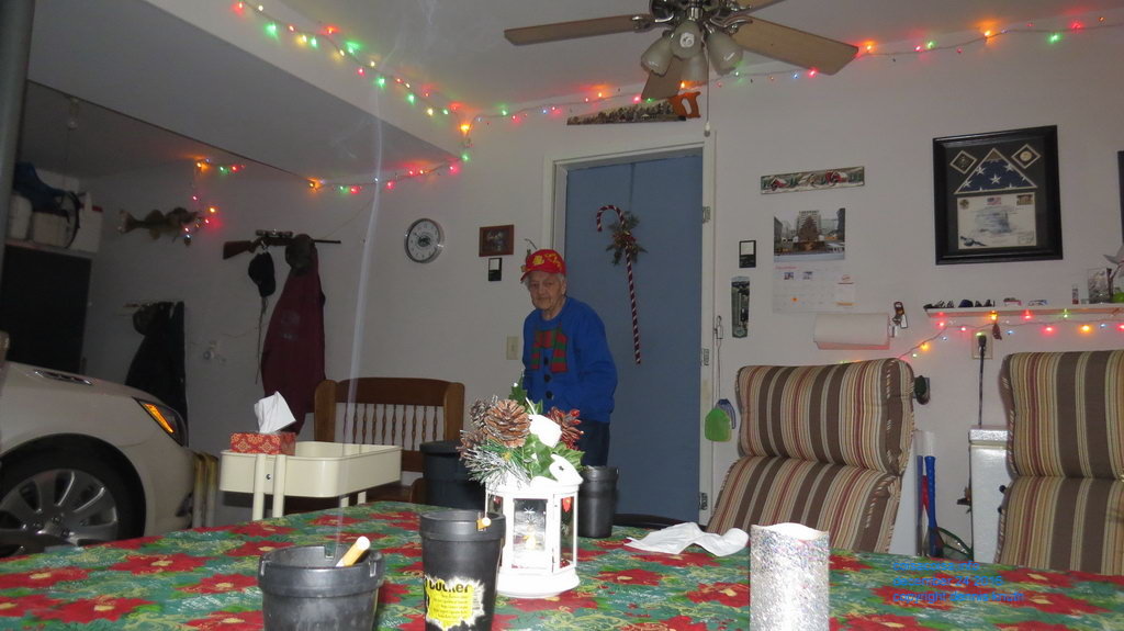 Emogene in the garage Christmas 2016