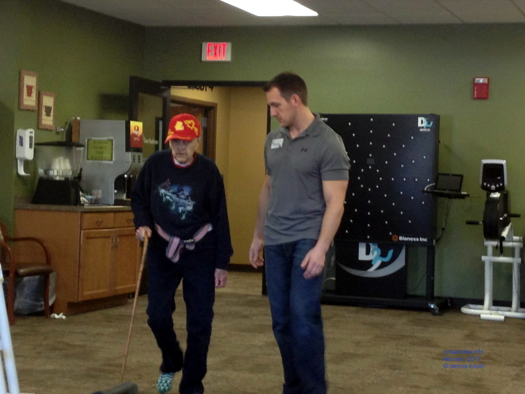 Mike gives physical therapy to Emogene