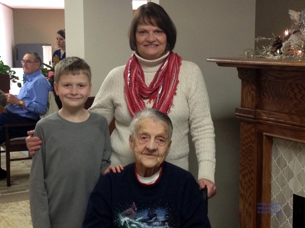 Mom Emogene with Sherri and Jared at the nursing home